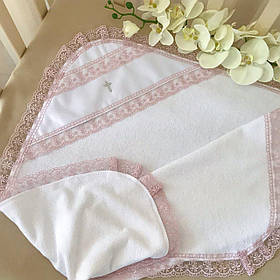 Крижма "Чарівна світлинка" подвійна махра 75*100 см Betis Білий з пудровим