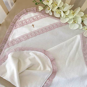 Крижма "Чарівна світлинка" подвійна махра 75*100 см Betis Молочний з пудровим