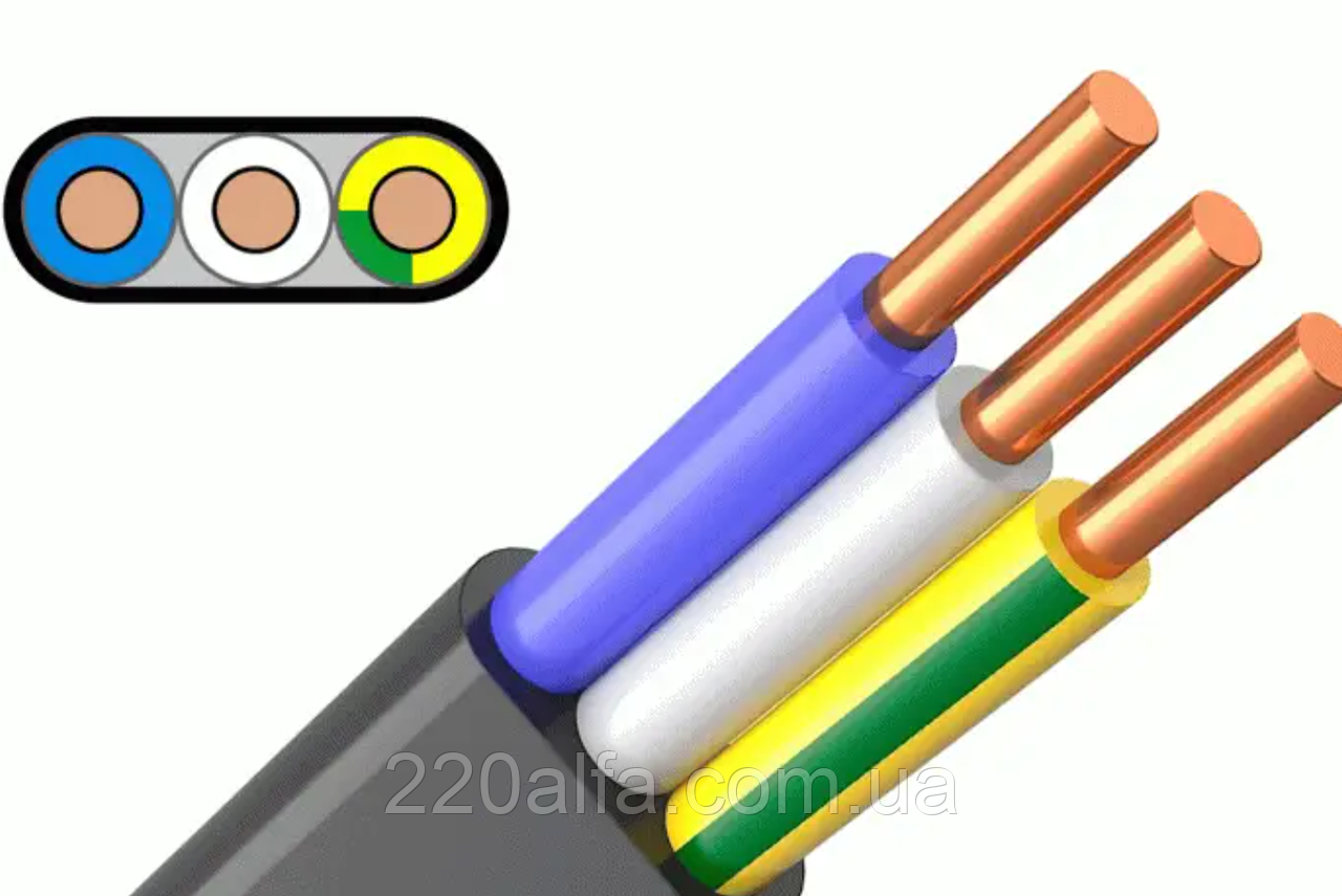 Силовий мідний кабель ВВГНГ 3х2.5 Запоріжжя, фото 1