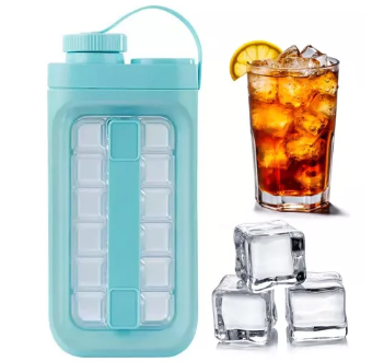 Портативна силіконова форма для льоду у вигляді пляшки "Ice cube tray" на 12 кульок, бірюзова, фото 1