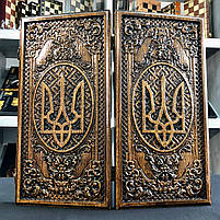 Нарди дерев'яні ручної роботи Тризуб, 40×20см подарункові, фото 2