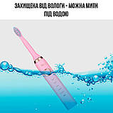 Електрична щітка Shuke SK-601 акумуляторна. Ультразвукова щітка для зубів + 3 насадки. Колір: рожевий, фото 3