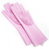 Силіконові рукавички Magic Silicone Gloves Pink для прибирання чистки миття посуду для будинку. Колір рожевий, фото 5