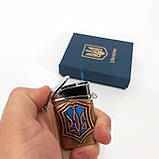 Запальничка газова ЗСУ Подарункова коробка, Гостре полум'я HL-4112-4, Запальничка з турбонаддувом. Колір: бронза, фото 5