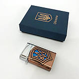 Запальничка газова ЗСУ Подарункова коробка, Гостре полум'я HL-4112-4, Запальничка з турбонаддувом. Колір: бронза, фото 6