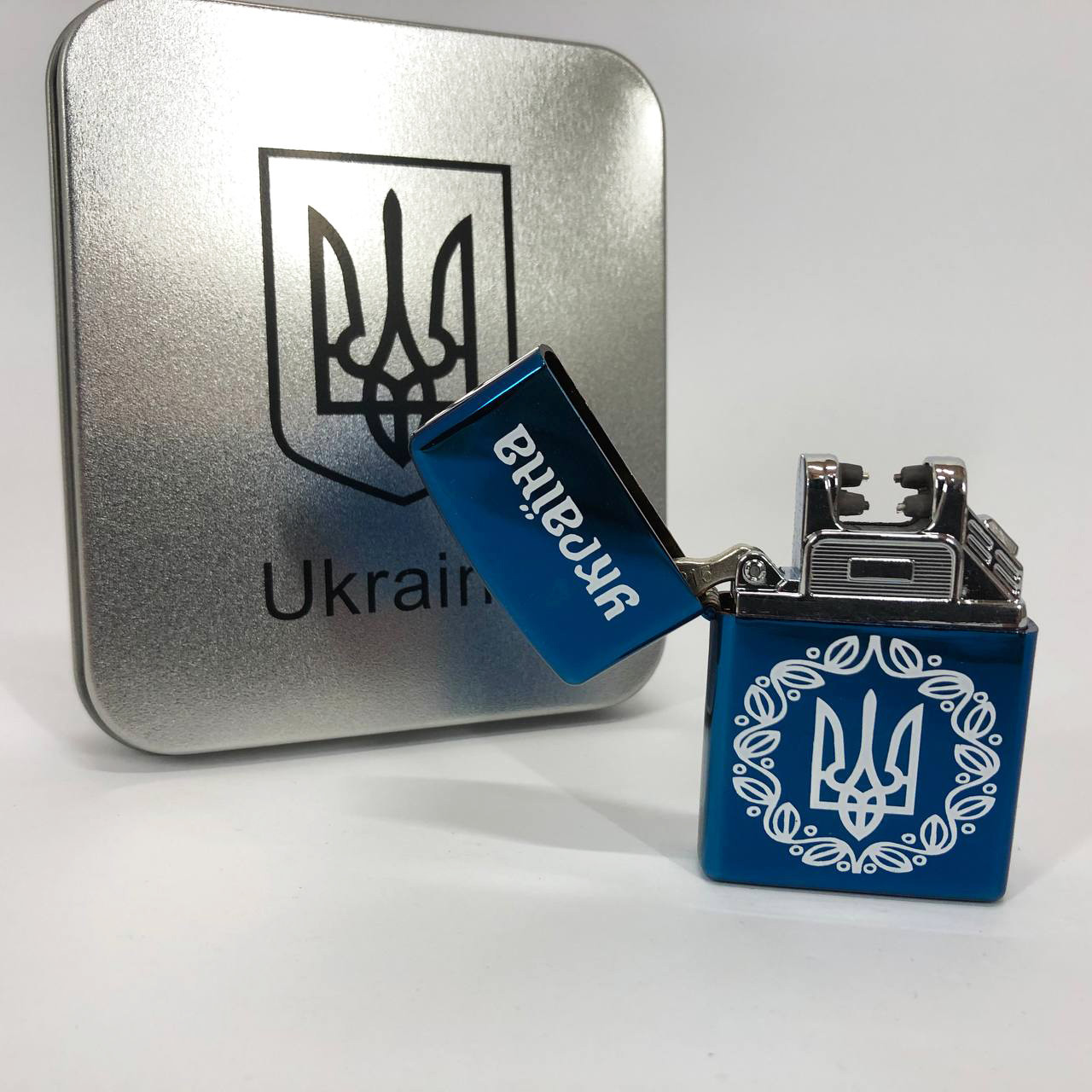 Дугова електроімпульсна запальничка USB металева коробка HL-447. Колір: синій, фото 1