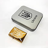 Дугова електроімпульсна запальничка USB Україна (металева коробка) HL-446. Колір: золотий, фото 8