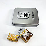 Дугова електроімпульсна запальничка USB Україна (металева коробка) HL-446. Колір: золотий, фото 10