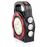 Переносний ліхтар прожектор 6678С-3LED+5COB із сонячною панеллю та функцією Power Bank, ручний прожектор, фото 2