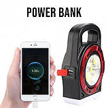 Переносний ліхтар прожектор 6678С-3LED+5COB із сонячною панеллю та функцією Power Bank, ручний прожектор, фото 4