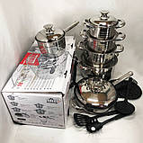 Набір посуду 18 предметів ASTRA A-2518, каструлі з нержавіючої сталі, каструлі з кришками, гарні каструлі, фото 10