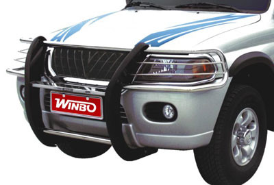 Захист переднього бампера метал (Дуга передня з вухами) для Mitsubishi Pajero Sport 00-07