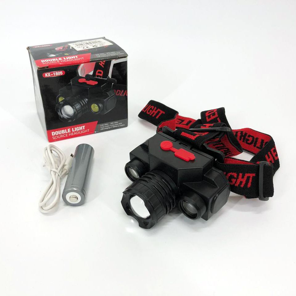 Ліхтар налобний Bailong BL-1805 COB XPE акумуляторний, ліхтар на голову для риболовлі, надійний налобний, фото 1