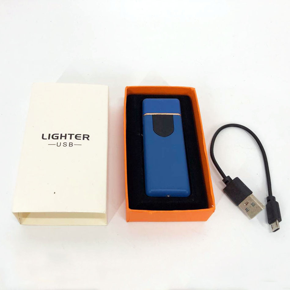 Електрозапальничка USB ZGP ABS, сенсорна електрична запальничка спіральна. Колір: синій, фото 1