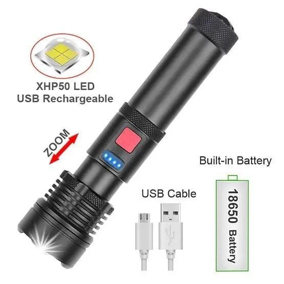 Ліхтарик світлодіодний з акумулятором X-Balog BL-X72-P90, ліхтар ручний потужний, тактовний ліхтар, фото 1