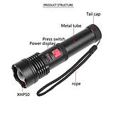 Ліхтарик світлодіодний з акумулятором X-Balog BL-X72-P90, ліхтар ручний потужний, тактовний ліхтар, фото 5