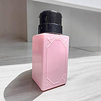 Баночка з помпою дозатором пластикова для рідин, рожева, 200 мл