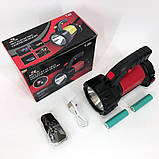 Ручний акумуляторний ліхтар T80C-5W+COB (white/red) із функцією Power Bank. Колір: червоний, фото 7