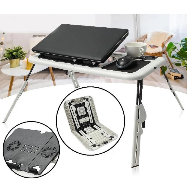 Складаний столик для ноутбука LD-09 E-Table, столик з охолодженням 2 USB кулера, Стіл підставка з вентиляцією, фото 1