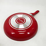 Сковорода 28 см Con Brio СВ-2814, сковорода для смаження, якісна сковорода. Колір: червоний, фото 2