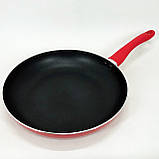Сковорода 28 см Con Brio СВ-2814, сковорода для смаження, якісна сковорода. Колір: червоний, фото 7
