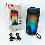 Bluetooth-колонка TG651 з RGB ПІДСВІТКОМ, акумуляторна колонка для музики, для вечірки. Колір: синій, фото 7