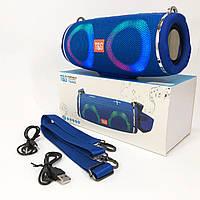 Портативна колонка TG642 з RGB підсвічуванням та ремінцем, акумуляторна колонка для музики. Колір: синій