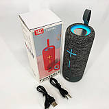 Портативна Bluetooth колонка TG619C FM-радіо USB/TF з ремінцем, Bluetooth колонка з підсвічуванням. Колір: сірий, фото 8
