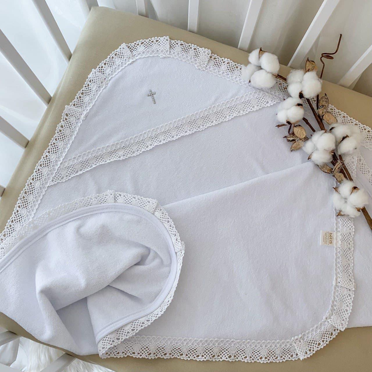 Крижма "Сонечко-4" подвійна махра 80*90 см Betis Білий, фото 1