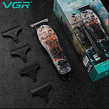 Професійний триммер для стрижки волосся та бороди VGR V-953 з насадками, окантувальна машинка, фото 4