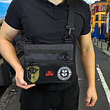 Чорна чоловіча сумка нагрудна тактична, Тактичний універсальний рюкзак, Чоловіча сумка рюкзак слінг, фото 9