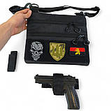 Чорна сумка тактична нагрудна, Сумка через плече військова, Чоловіча сумка-слінг тактична, фото 10