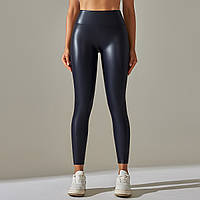 Лосіни екошкіра жіночі тонкі 40-42 синій