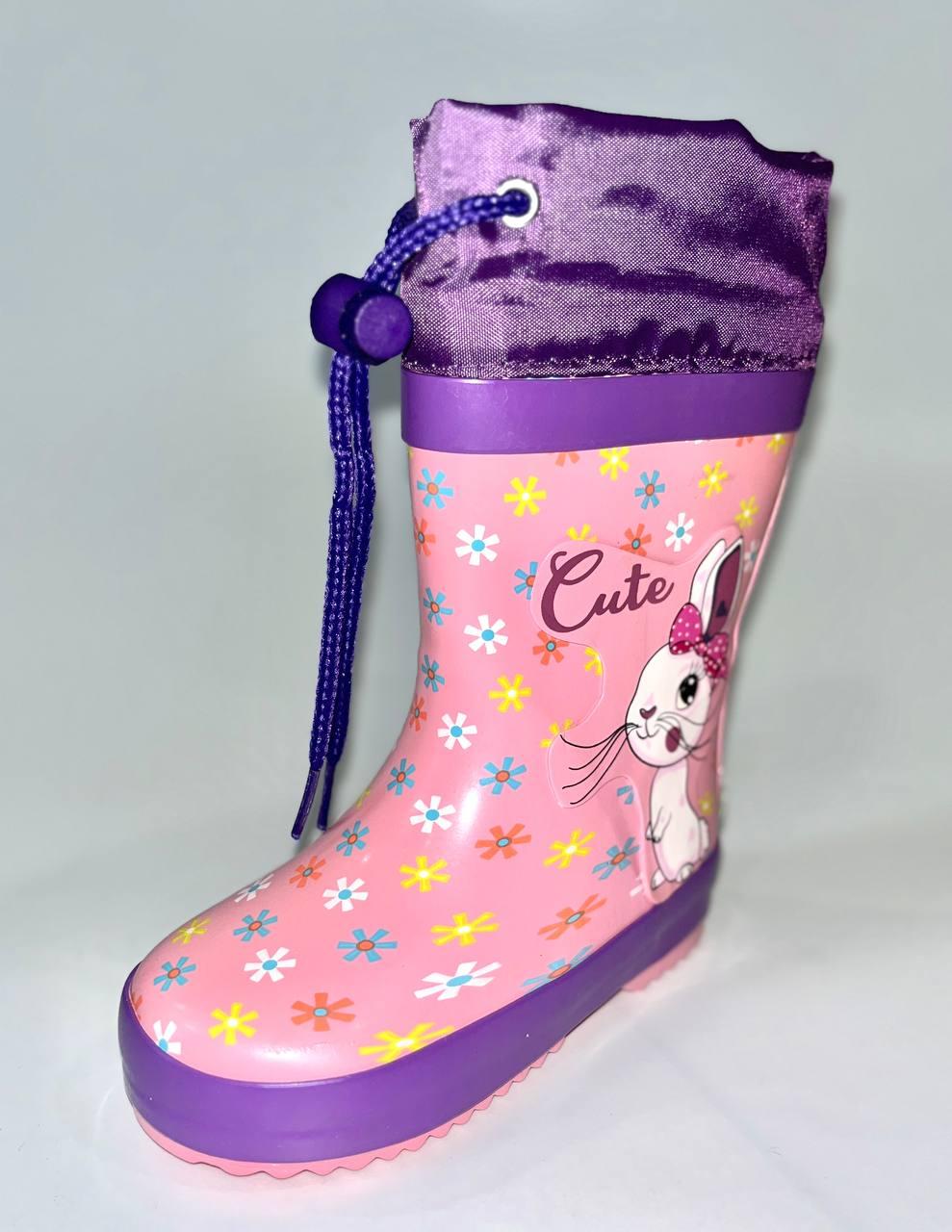 Гумові чоботи для дівчинки, BiKi (код 1651) розміри: 21, фото 1