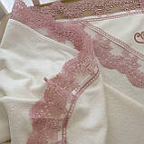 Крижма "Світлинка" махра 100*100 см Betis Молочний з пудровим, фото 3