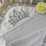 Крижма "Принцеса М" з доповненням махра 75*80 см Betis Білий, фото 2