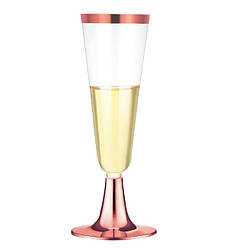 Келихи для шампанського, (6 шт), матеріал - харчовий пластик, 140 мл., колір - рожеве золото
