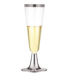 Келихи для шампанського, (6 шт), матеріал - харчовий пластик, 140 мл., колір - срібло