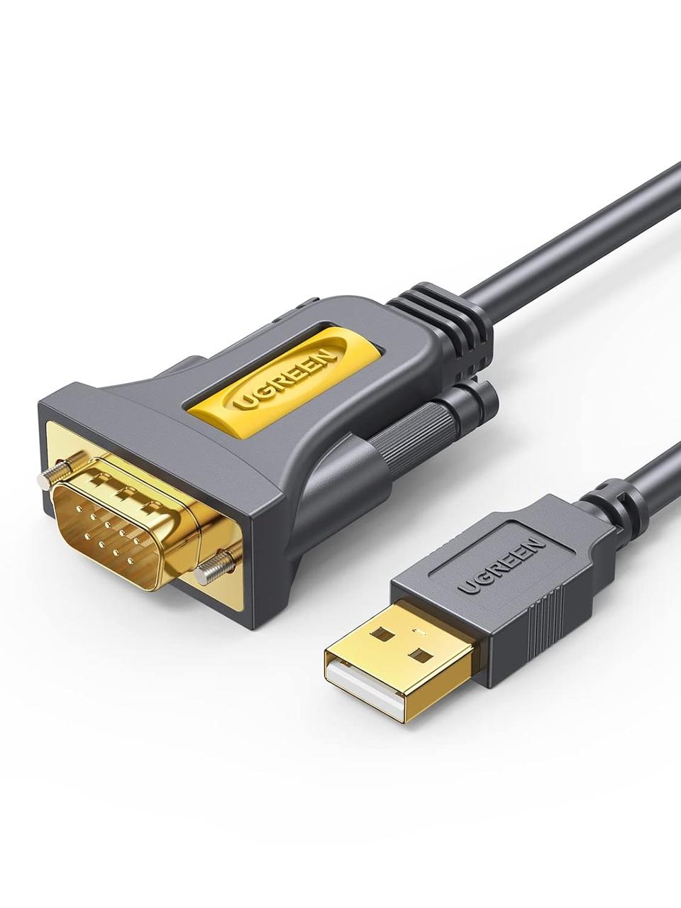 Кабель-адаптер Ugreen USB-Serial DB9 Male 9 Pin з чипсетом 2 м Black (20222), фото 1