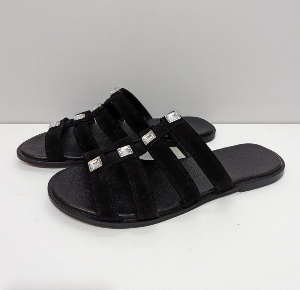 STTOPA Розміри 43-28 см. Шльопанці великих розмірів шкіряні. 424-3745-1 Чорні, фото 1