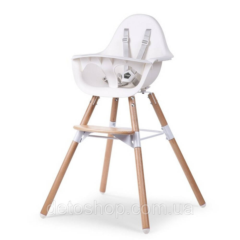 Стільчик для годування Childhome Evolu 2 з бампером natural/white Натуральний/Білий