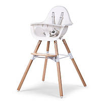Стільчик для годування Childhome Evolu 2 з бампером natural/white Натуральний/Білий