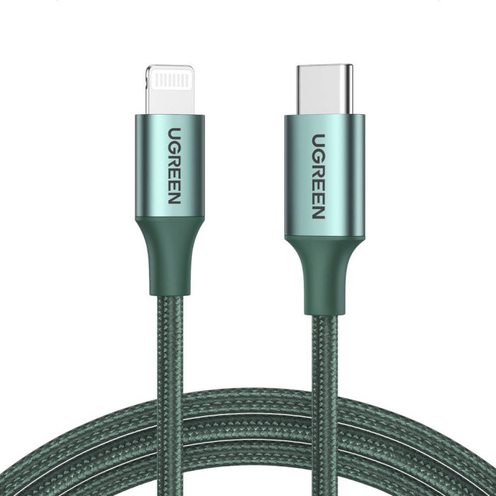 Кабель зарядний Ugreen для швидкого заряджання USB-C to Lightning 18 Вт 1 м Green (US304)