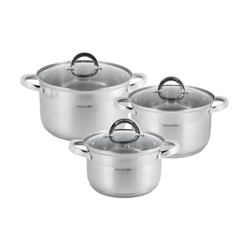 Набір каструль 6 предметів (каструлі 4,5/6,3/7,8л) нержавіюча сталь 5630S KAMILLE