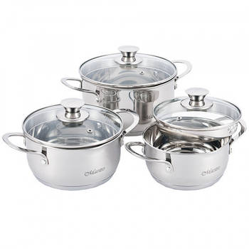 Набір каструль 6 предметів скляна кришка MR-3510-6L Maestro