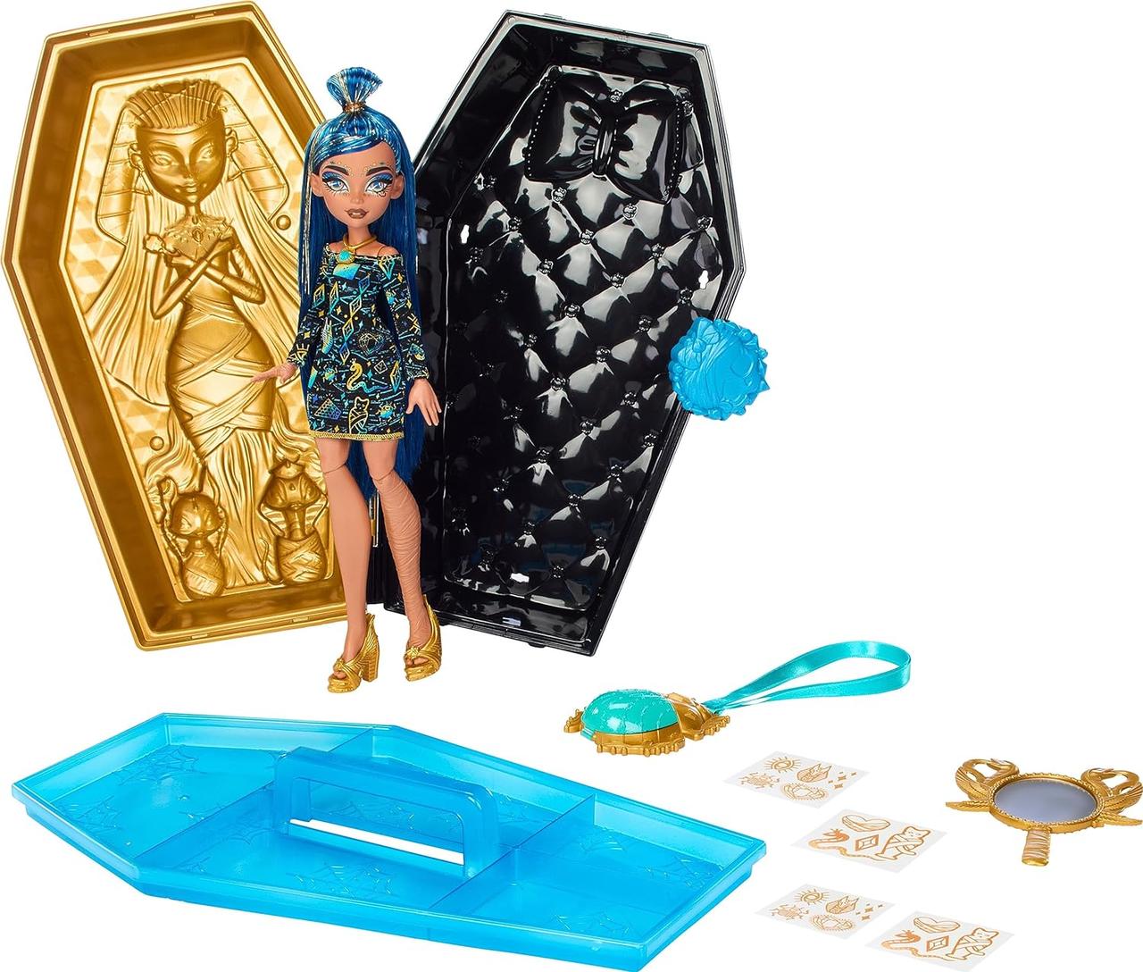 Монстр Хай Клео де Ніл Золотий б'юті кейс Monster High Cleo De Nile Golden Glam Case Beauty Kit with Tattoos