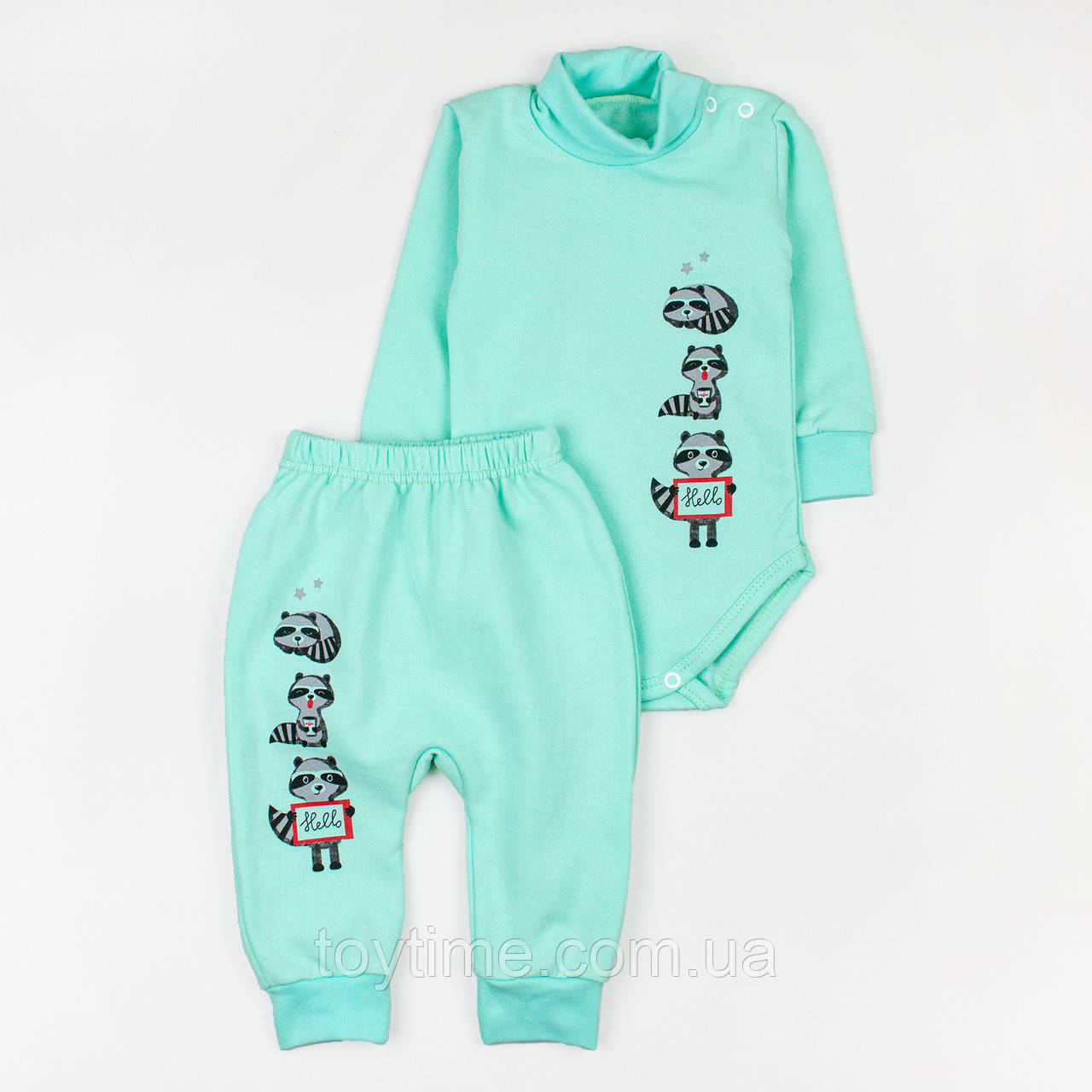 Набір кольору ментол для дитини боді та штани від трьох місяців Єнотики, фото 1