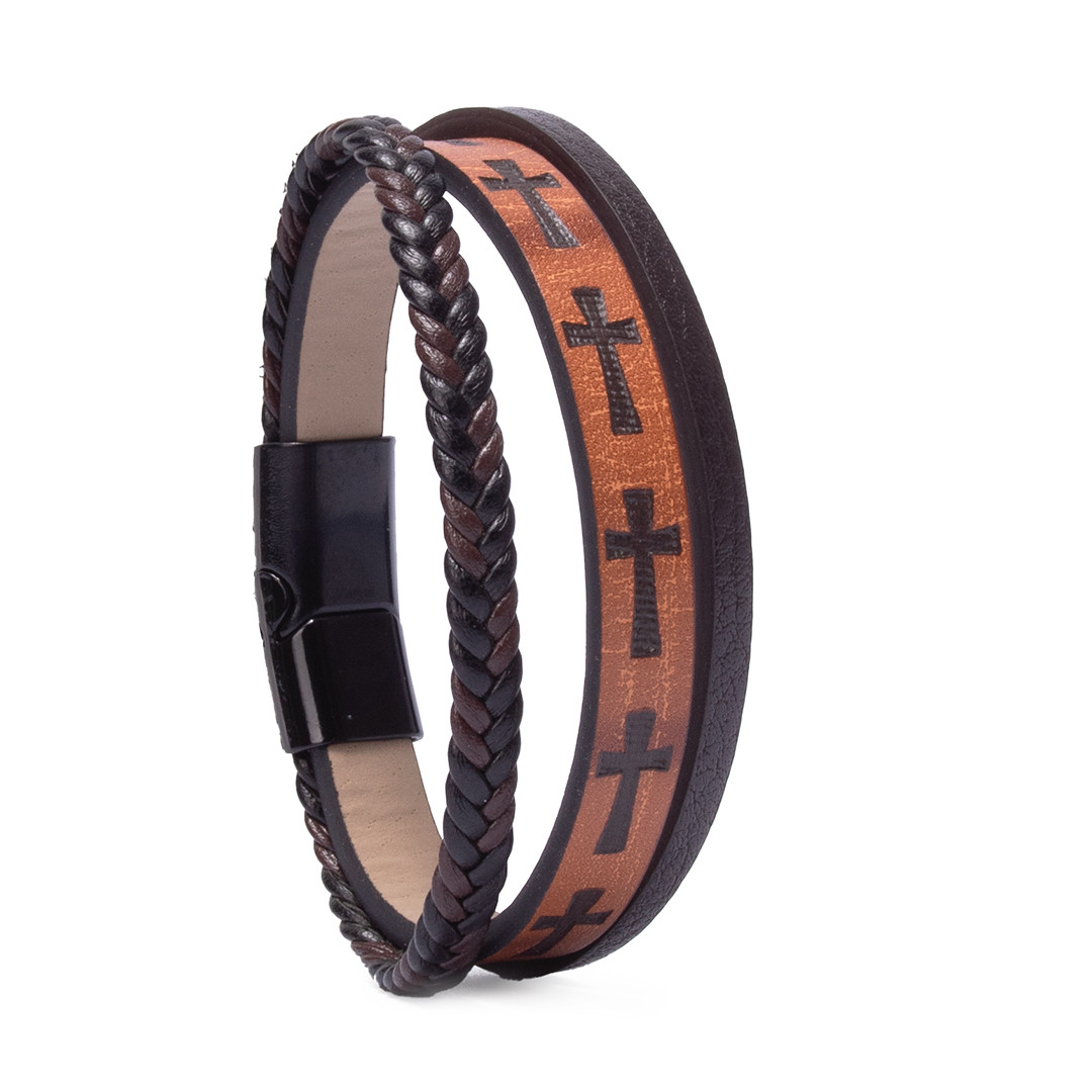 Браслет шкіряний на руку з зображенням хреста арт.00163, фото 1
