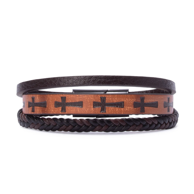 Браслет шкіряний на руку з зображенням хреста арт.00163 Браслет шкіряний на руку з зображенням хреста арт.00163