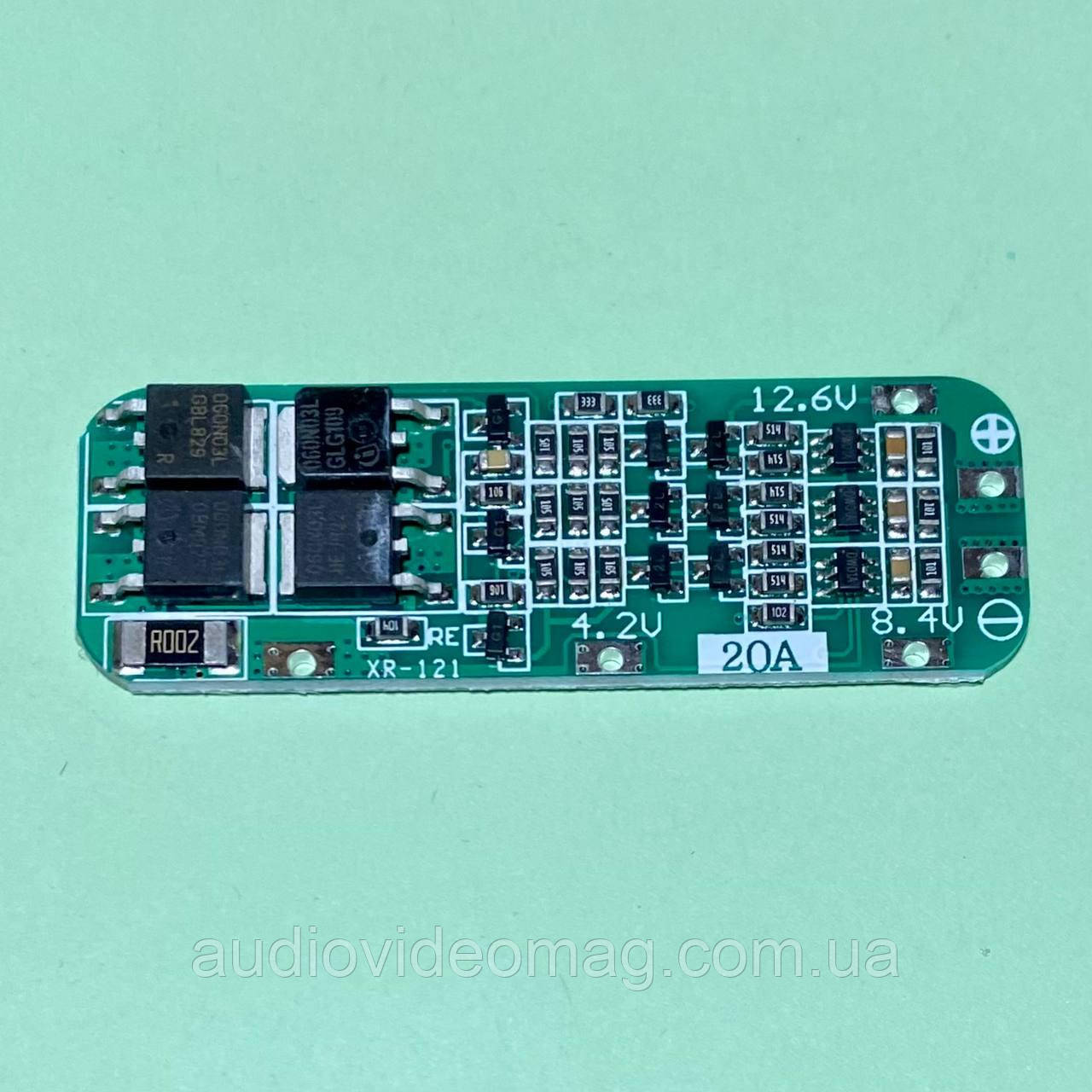 BMS контролер заряду-розряду для 3 акумуляторів 18650 Li-ion, 20A 11.1-12.6V, фото 1